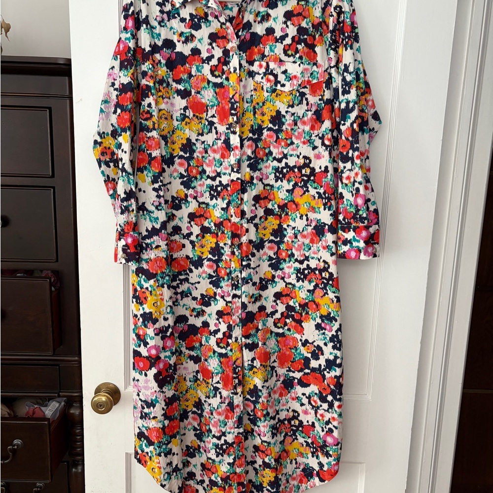 Maeve Red and Yellow Long Sleeve Midi Dress